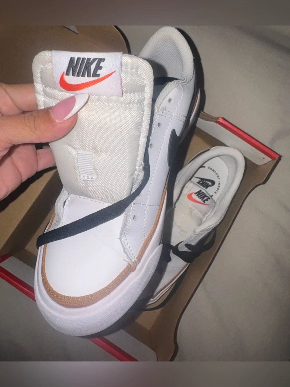 Nike White Sneakers with Black Laces
